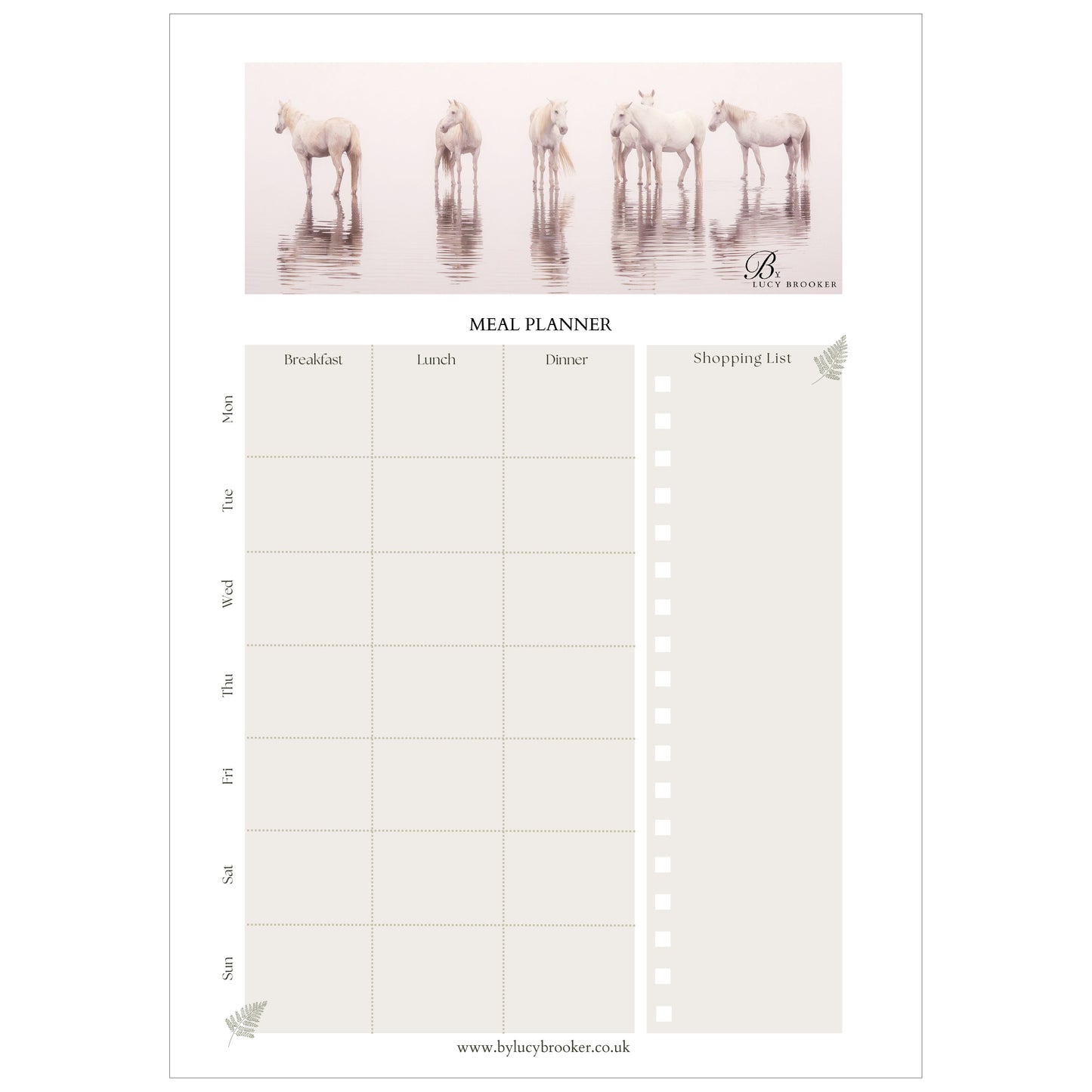 Downloadable Meal planner