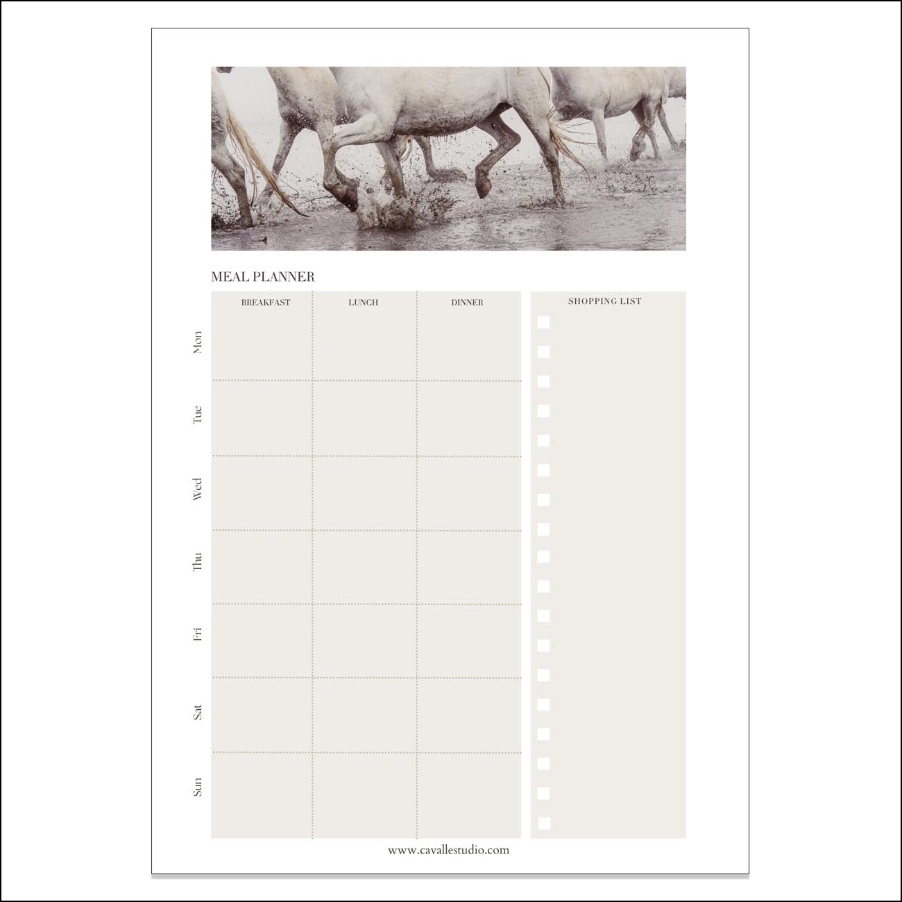 Downloadable Meal Planner